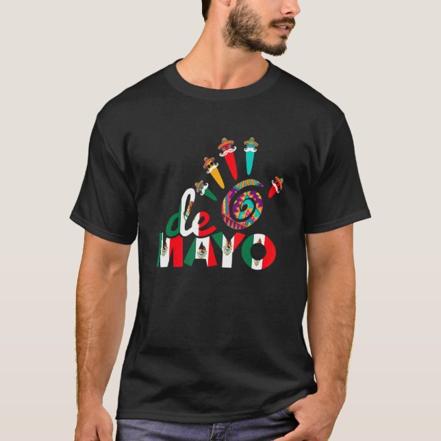 Cinco De Mayo Hand skriver ut mexikanskt fett T Shirt (Framsida)