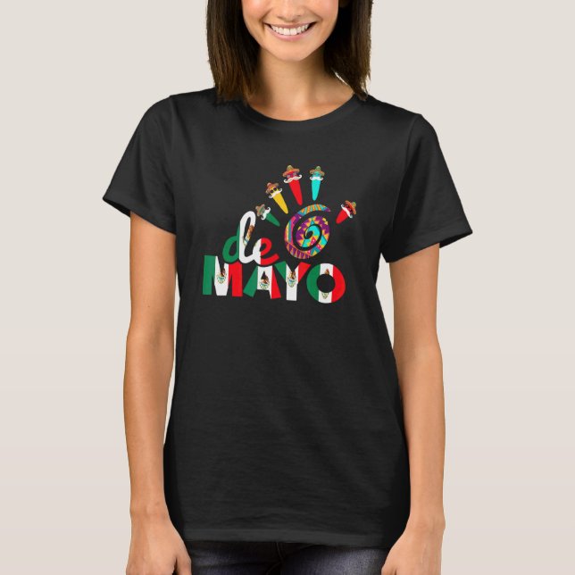 Cinco De Mayo Hand skriver ut mexikanskt hatt 2 T Shirt (Framsida)