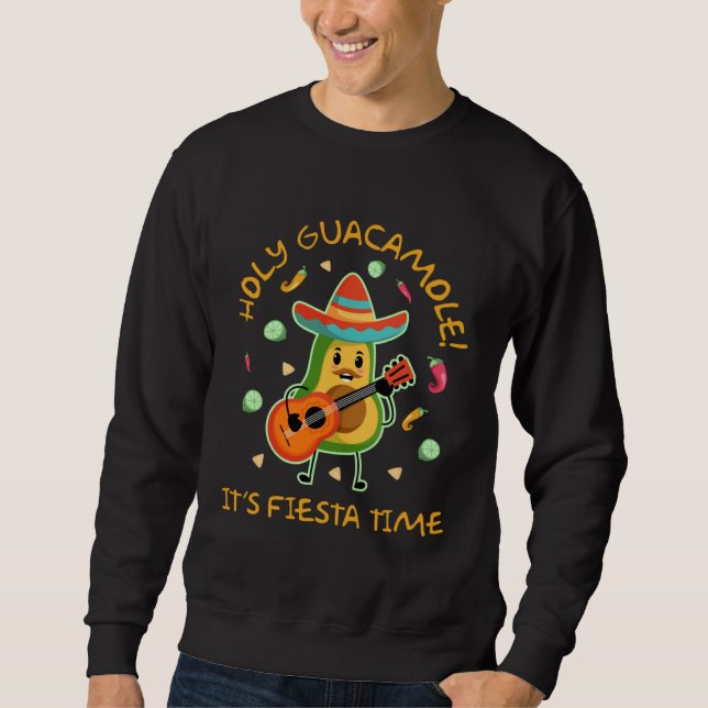 Cinco de Mayo  Heliga Guacamole Det är fiesta-tid Lång Ärmad Tröja (Framsida)
