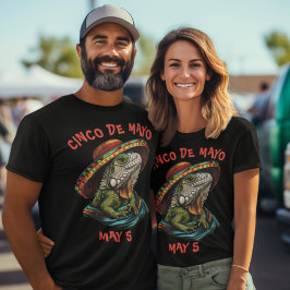 Cinco de Mayo Iguana Wearing Sombrero & Serape T Shirt