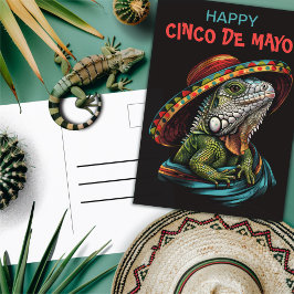 Cinco de Mayo Iguana Wearing Sombrero & Serape Vykort