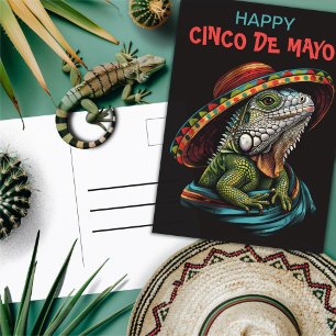 Cinco de Mayo Iguana Wearing Sombrero & Serape Vykort