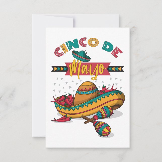 Cinco De Mayo Illustration, 1/2 Tack Kort (Framsida)