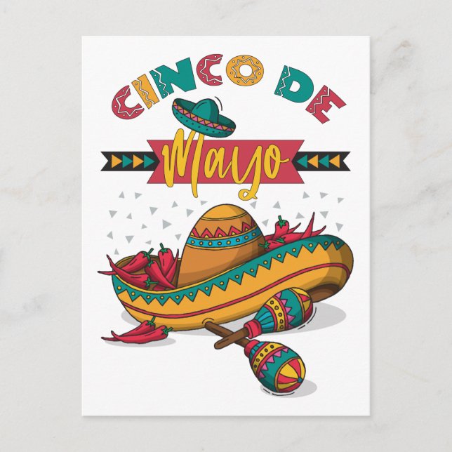 Cinco De Mayo Illustration, 1/2 Vykort (Framsida)