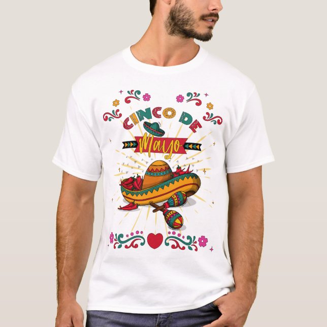 Cinco De Mayo Illustration, 2/2 T Shirt (Framsida)