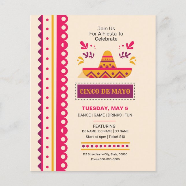 Cinco De Mayo Inbjudan Flygblad (Framsidan)
