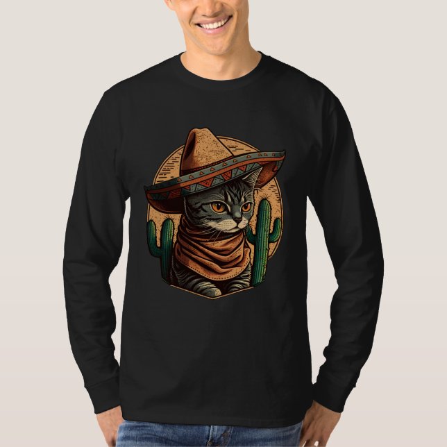 Cinco de Mayo Kitten With Sombrero Mexican Fiesta  T Shirt (Framsida)