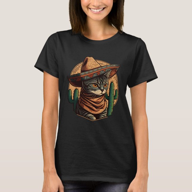 Cinco de Mayo Kitten With Sombrero Mexican Fiesta  T Shirt (Framsida)