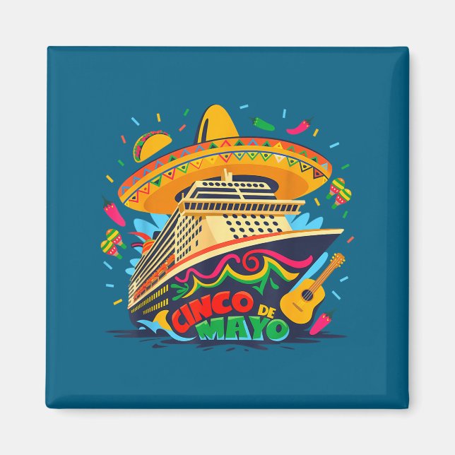Cinco de mayo kryssningsfartyg mexikansk semesterr magnet (Framsidan)