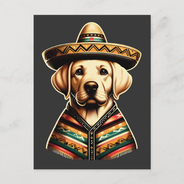 Cinco De Mayo Labrador Retriever Poncho Sombrero Helg Vykort (Framsida)