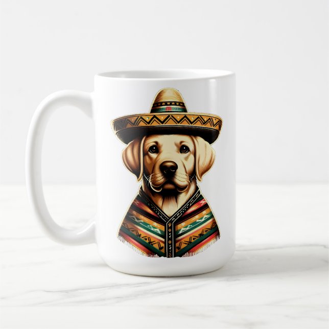Cinco De Mayo Labrador Retriever Poncho Sombrero Kaffemugg (Vänster)