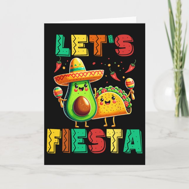 Cinco De Mayo Låt Oss Festa Avokado Och Tacos Cinc Kort (Framsida)