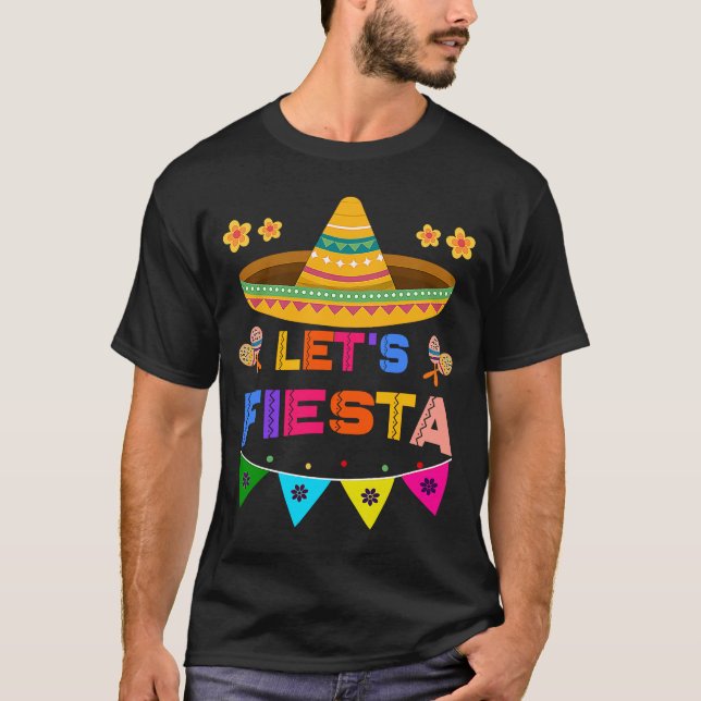 Cinco De Mayo Låt oss Fiesta Cactus Sombrero Hat 1 T Shirt (Framsida)