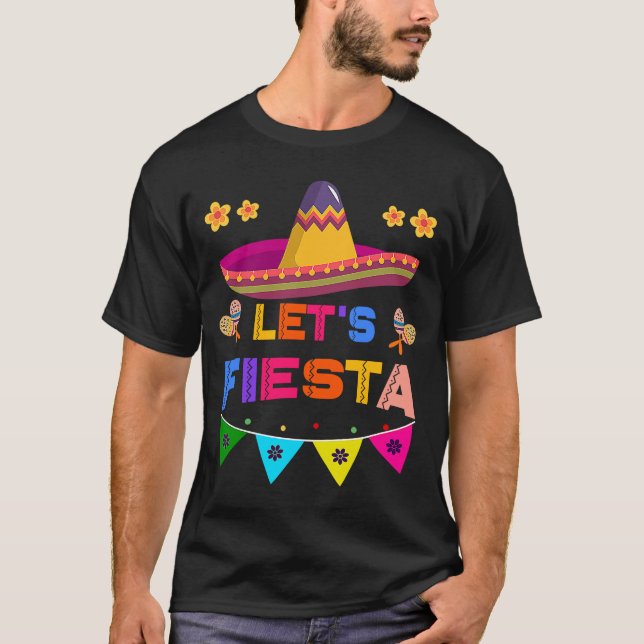 Cinco De Mayo Låt oss Fiesta Cactus Sombrero Hat T Shirt (Framsida)