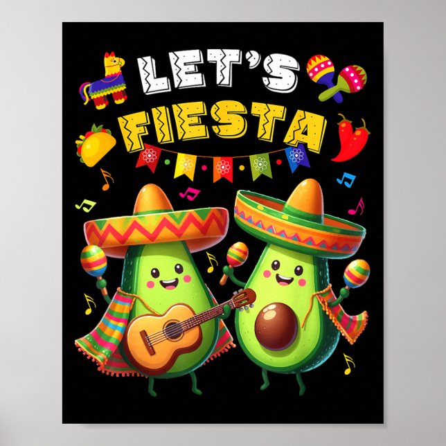 Cinco De Mayo Låter Fiesta Poncho Avokado Pojkar F Poster (Framsidan)