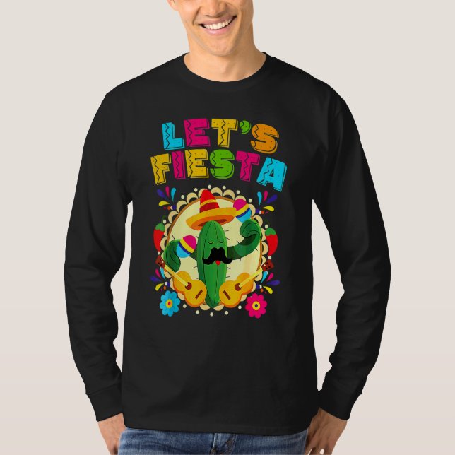 Cinco De Mayo Lets Fiesta Cactus Sombrero Hat T Shirt (Framsida)