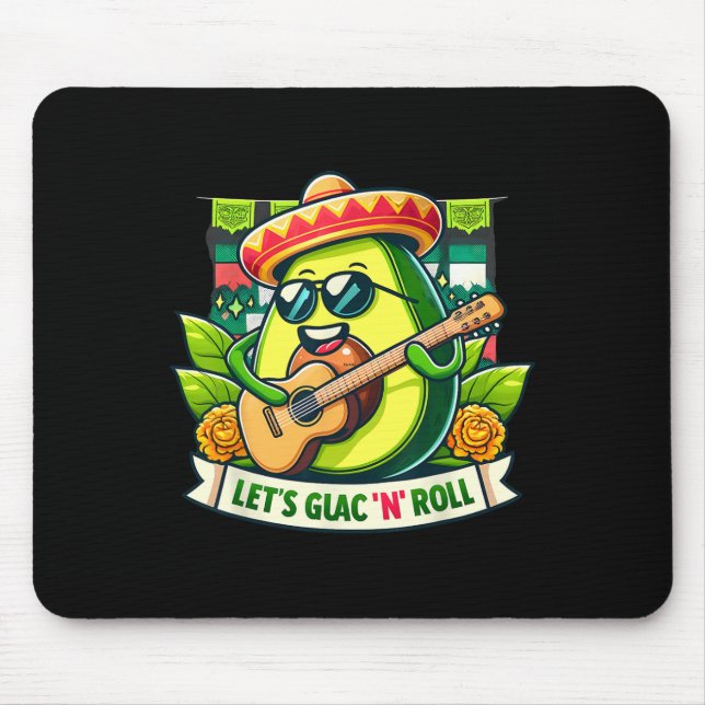 Cinco De Mayo Let's Guac n' Roll! Avocadogitarr Musmatta (Framsidan)