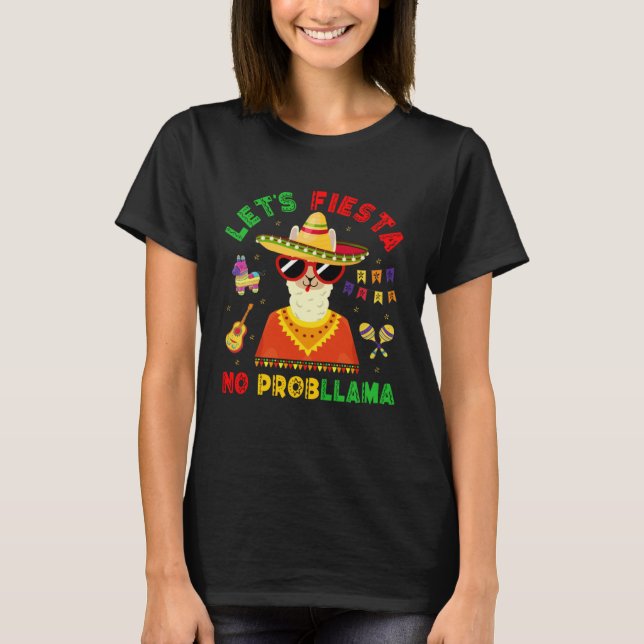 Cinco de Mayo Llama Fiesta  Alpaca boys girls wome T Shirt (Framsida)