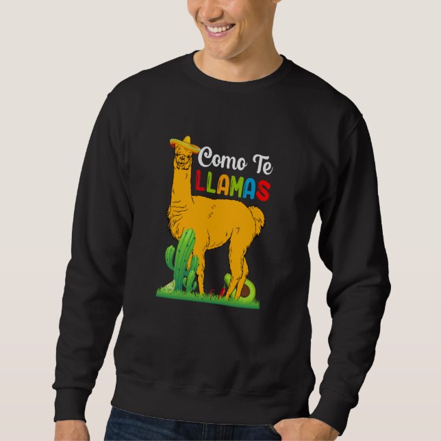 Cinco de Mayo love llama squad celebrate fiesta Lång Ärmad Tröja (Framsida)