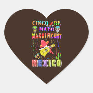 Cinco de Mayo Magnificent Mexico Hjärtformat Klistermärke