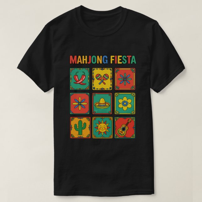 Cinco de Mayo Mahjong-festans brickor T Shirt (Design framsida)