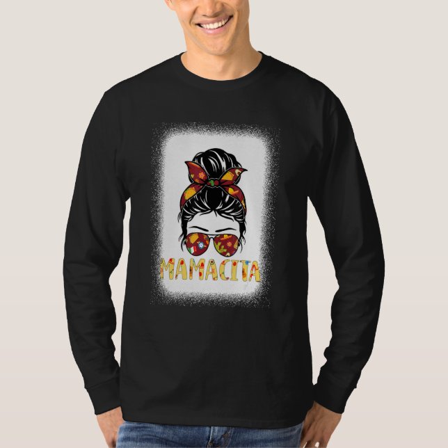 Cinco De Mayo Mamacita Messy Bun Glasses Mamma Fie T Shirt (Framsida)