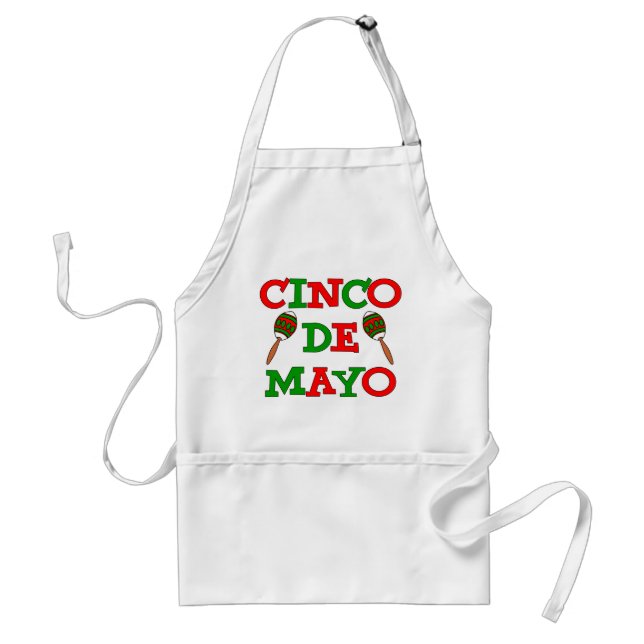 Cinco De Mayo Maracas Red Grönt Lettering Förkläde (Framsidan)