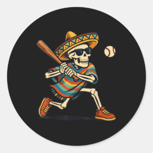 Cinco De Mayo Mariachi Skeleton Baseball Mexican S Runt Klistermärke