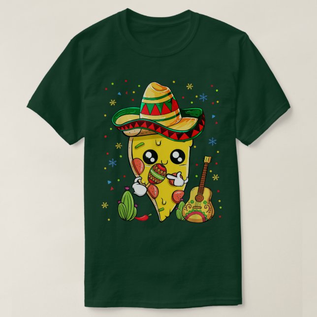 Cinco De Mayo Meican Pizza Slice Funny Pizza Kärle T Shirt (Design framsida)