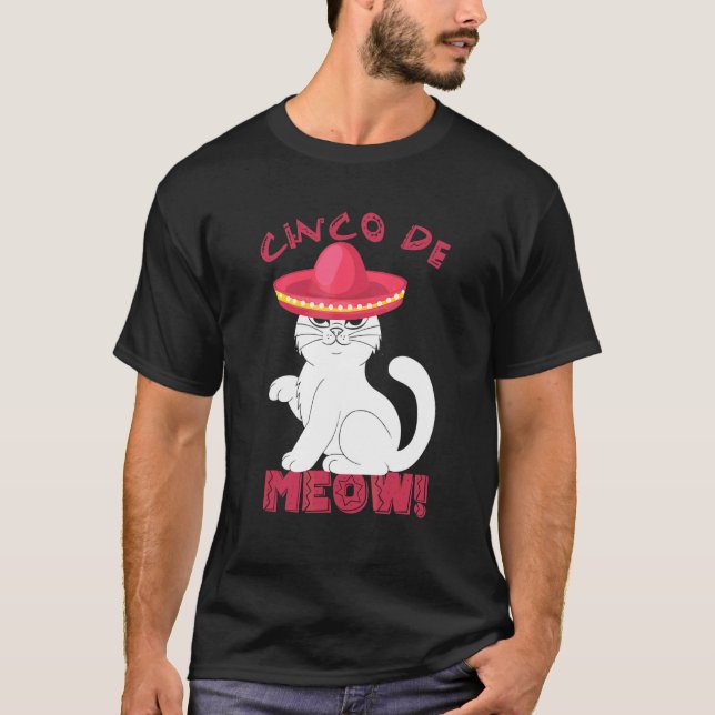 Cinco De Mayo Meow Cat Boys Kids Women Men Mexican T Shirt (Framsida)