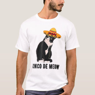 Cinco De Mayo Meow Tuxedo Cat Sombrero Mexican Fie T Shirt