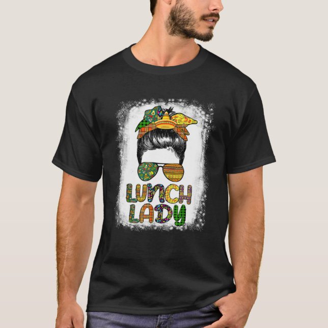 Cinco De Mayo Messy Bun Glasses Lunch Dam T Shirt (Framsida)