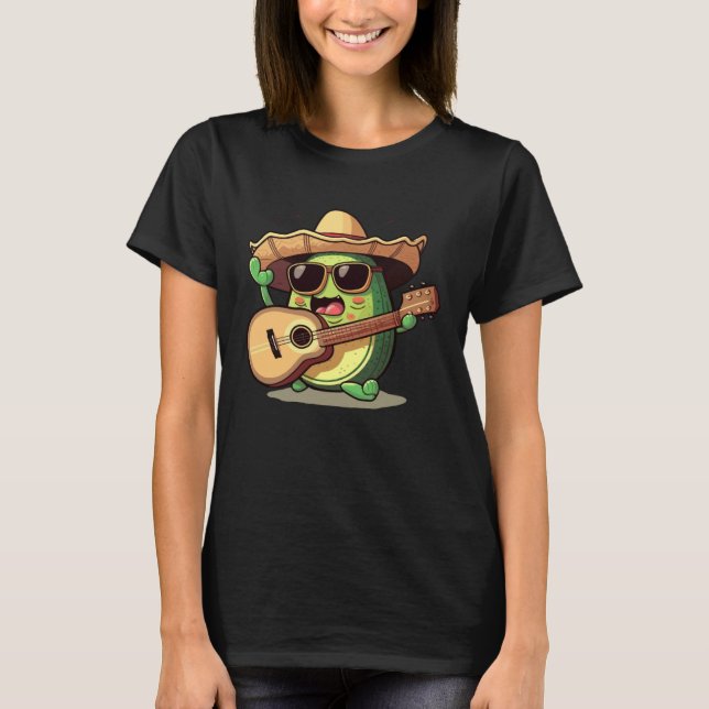 Cinco De Mayo Mexican Avocado Playing Guitar Sombr T Shirt (Framsida)