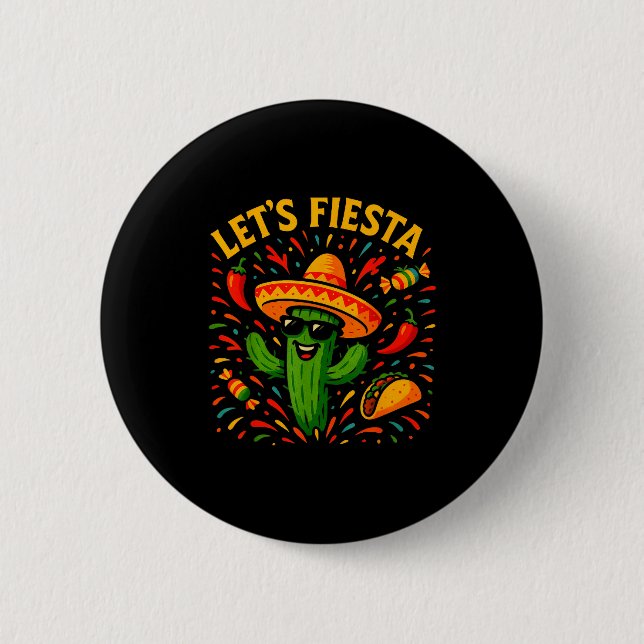 Cinco de mayo mexican cactus party funny letsCinco Knapp (Framsida)