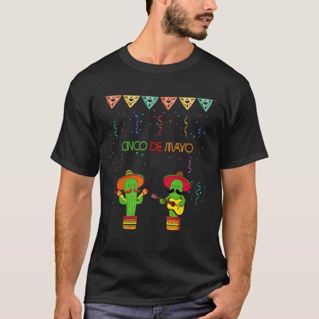 Cinco De Mayo Mexican Cactus Sjunga T Shirt (Framsida)
