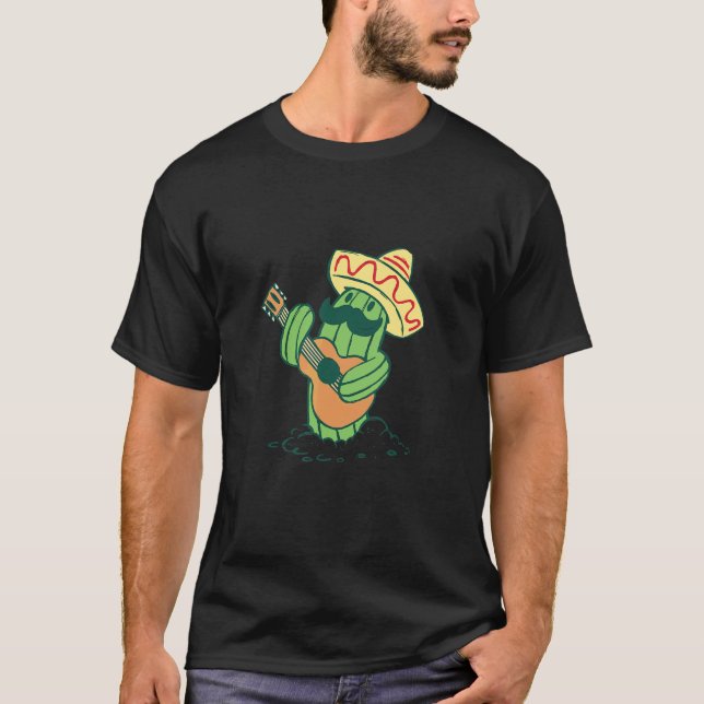 Cinco de Mayo Mexican cactus with Sombrero and Gui T Shirt (Framsida)