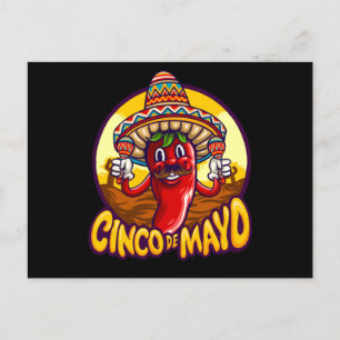 Cinco De Mayo Mexican Chili Spelar Maracas Vykort