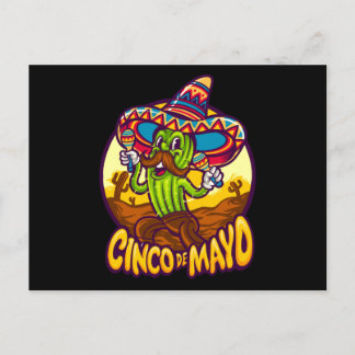 Cinco De Mayo Mexican Fiesta Cactus Spelar Maraca Vykort