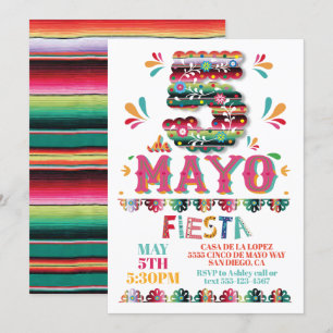 Cinco de Mayo Mexican Fiesta Papper Picado Inbjudningar