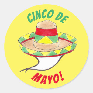 Cinco de Mayo Mexican Fiesta Sombrero Hat Party Runt Klistermärke