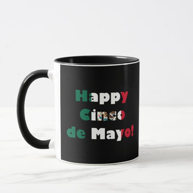 Cinco de Mayo Mexican Flagga Design Mugg (Vänster)