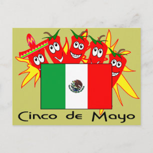Cinco de Mayo MEXICAN FLAGGA Vykort