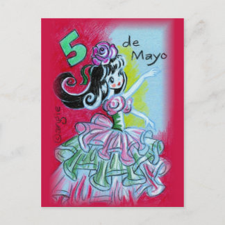 Cinco De Mayo Mexican Flamenco Dancer Vykort