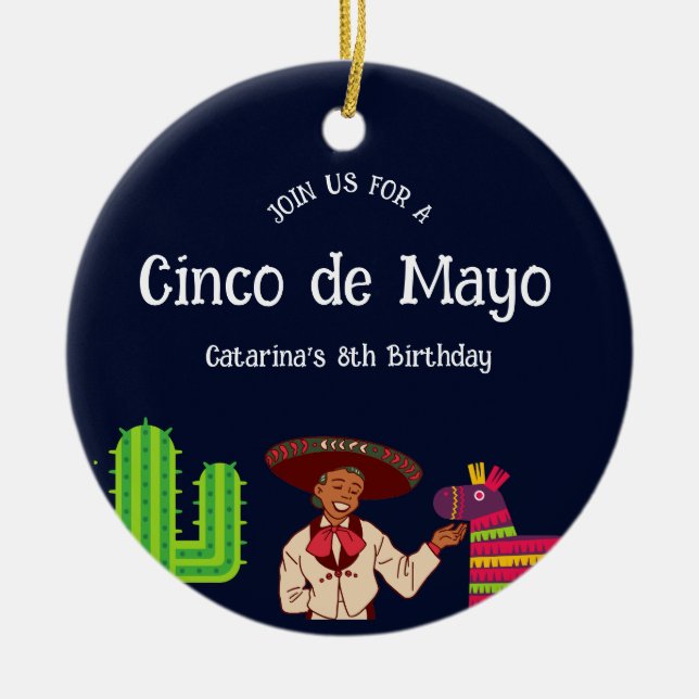 Cinco de Mayo Mexican Födelsedagsfest Julgransprydnad Keramik (Framsidan)