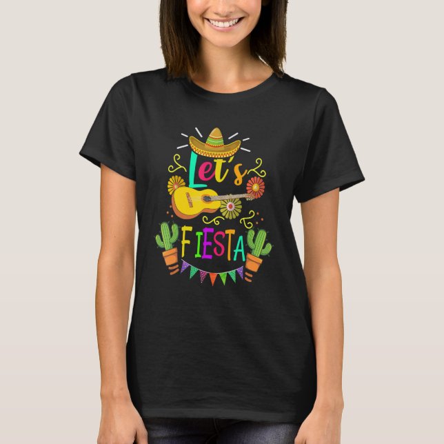 Cinco De Mayo Mexican Guitar Cactus for Men Women  T Shirt (Framsida)