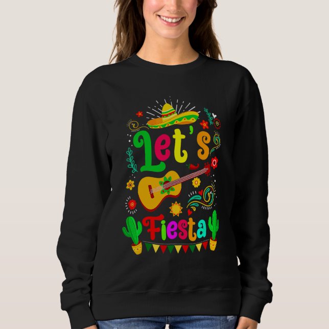 Cinco De Mayo Mexican Guitar Lets Fiesta Cactus me T Shirt (Framsida)