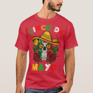 Cinco De Mayo Mexican Kor Sunglasses Skull Musta T Shirt