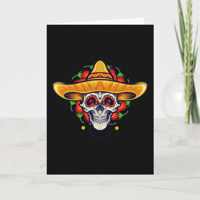 Cinco de mayo mexican skalle sombrero kort (Framsida)