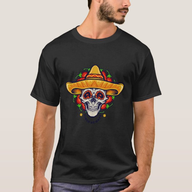 Cinco de mayo mexican skalle sombrero t shirt (Framsida)