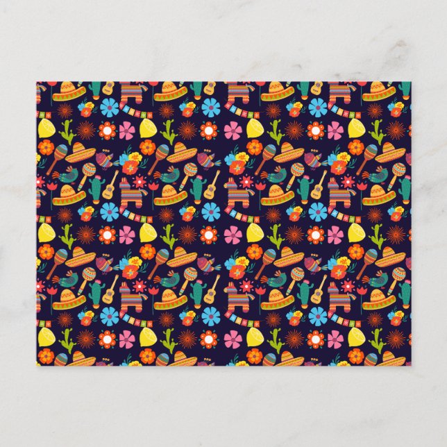 Cinco De Mayo Mexican söt mönster Helg Vykort (Framsida)